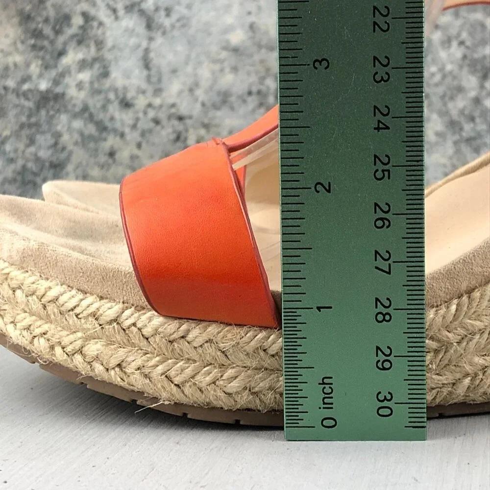 Reaction Kenneth Cole Women's Size 10 Card Wedge Orange Faux Leather Sandals